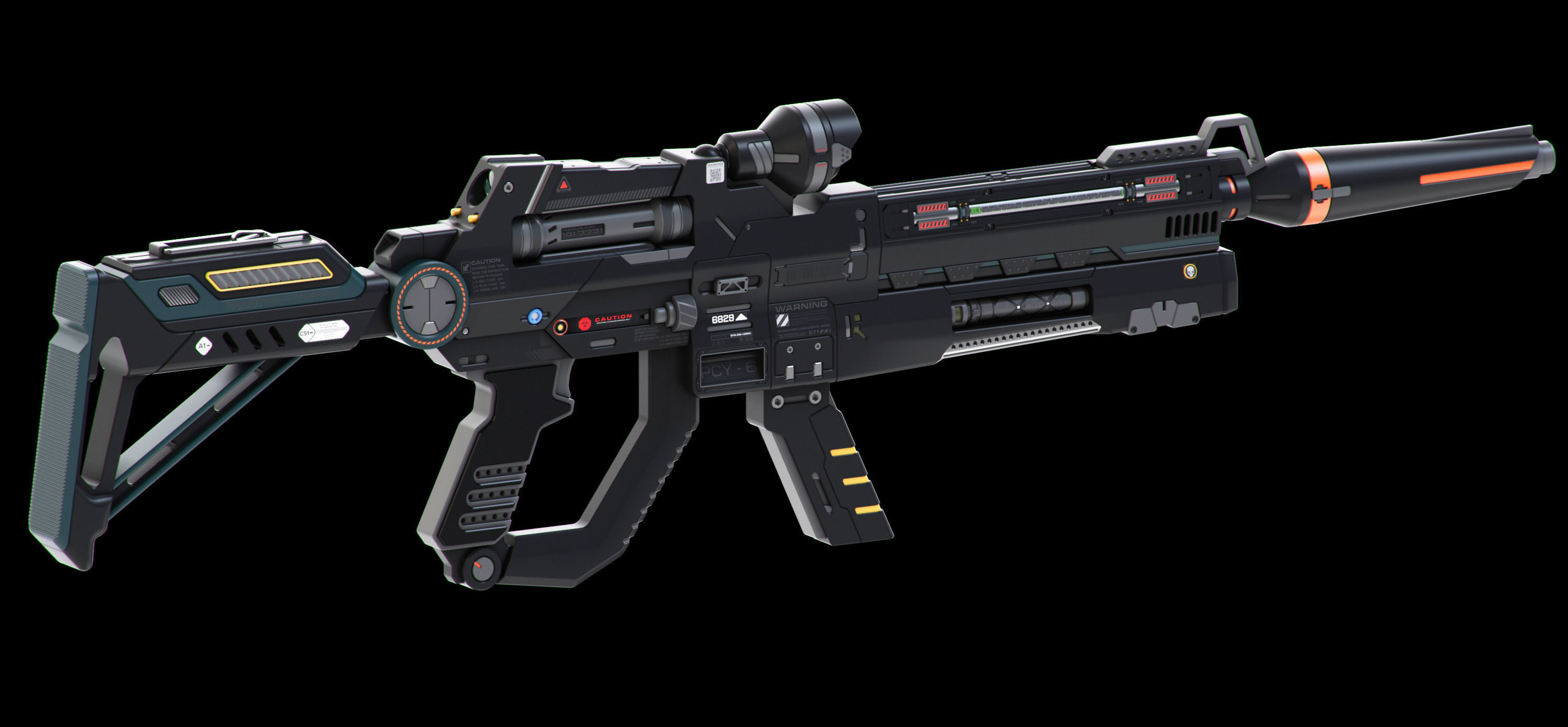 Sci-Fi Rifles Set Kitbash 3D model_7