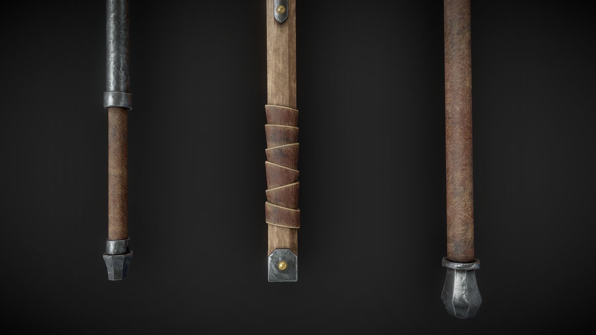 mace warhammer and maul Low-poly 3D model_4