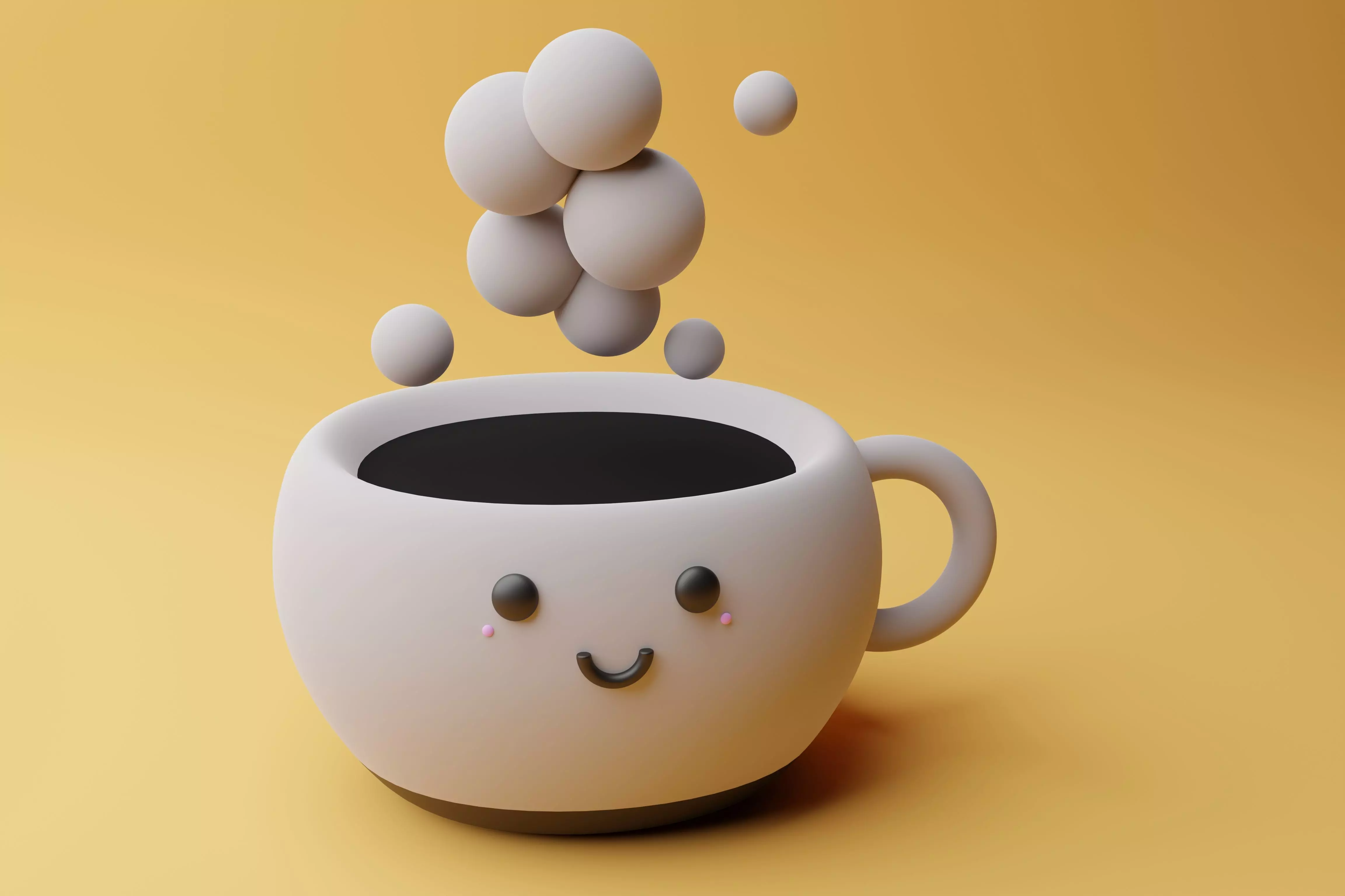 Cute cup with coffee 3D model