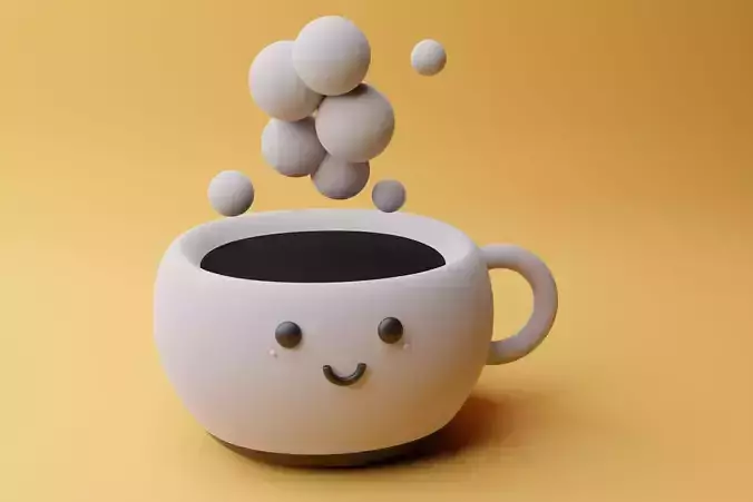 Cute cup with coffee 