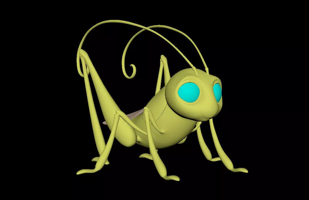 Grasshopper with eyes 3D model