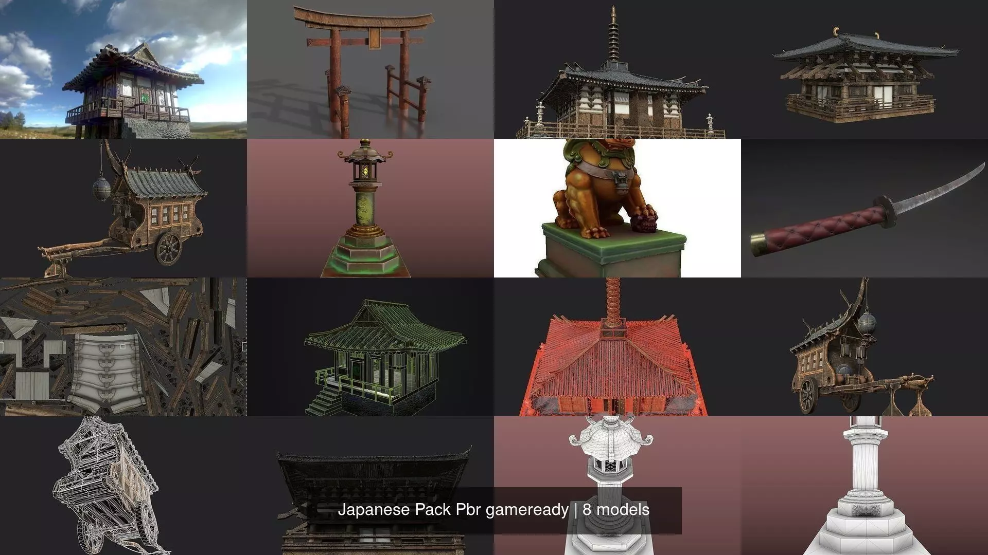 Japanese Pack Pbr gameready 3D Model Collection_0
