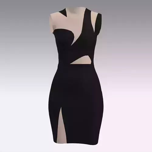 DRESS TRASPARENT LOOK BLACK DRESS ASYMETRIC MODERN
