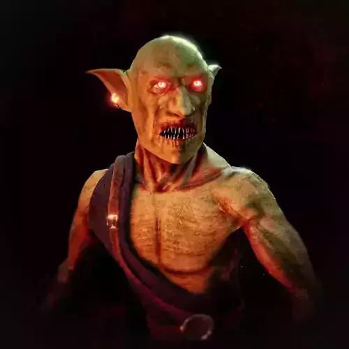 Game-Ready Goblin dwarven character with eyes