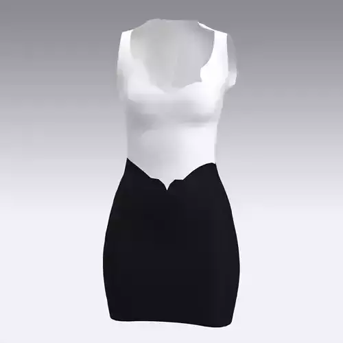 BLACK AND WHITE DRESS SCALLOP LOOK