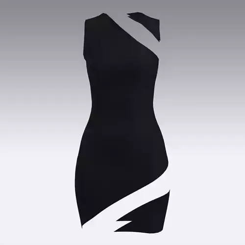 DRESS ASYMETRIC LOOK ONE SHOULDER BLACK
