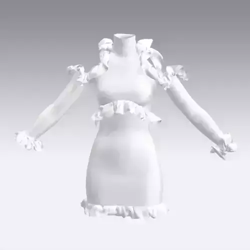 DRESS RUFFLED LOOK WHITE STYLE FASHION