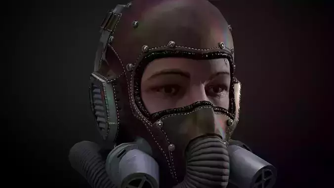 Pilot head with helmet