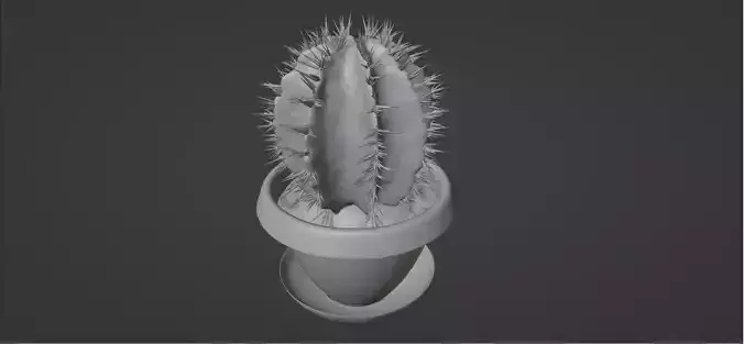 Cactus in a flower pot  High-poly sculpt