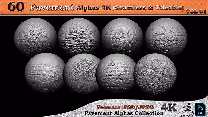 60 Alpha pavement 4K -Seamless -Tileable