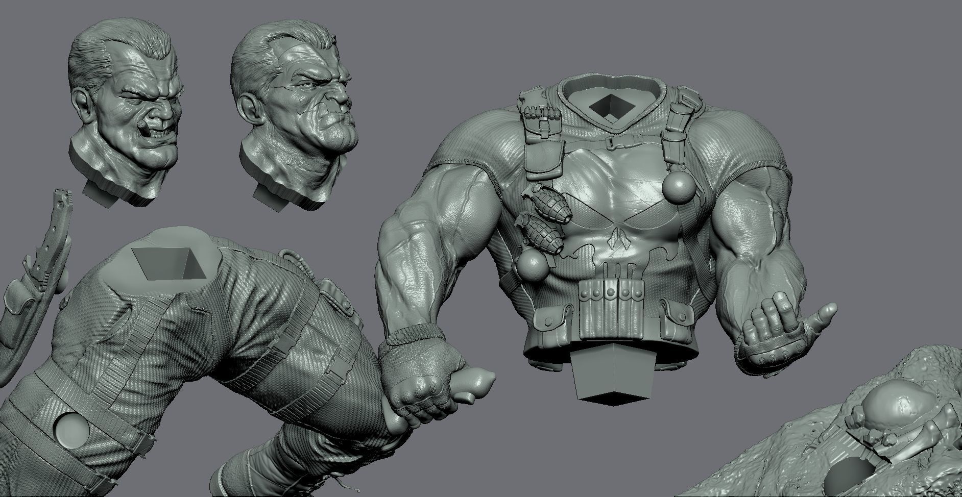 Punisher statue of man 3D print model_6
