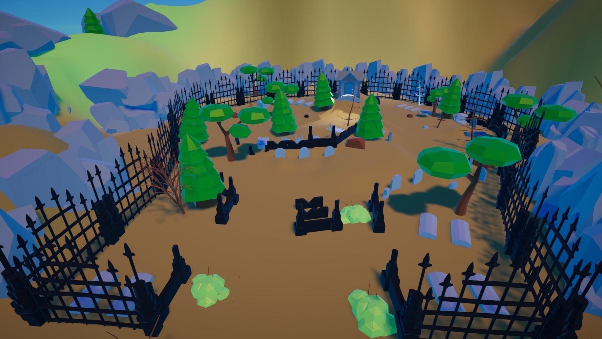 LowPoly Village wagon in grassy field Low-poly 3D model_23