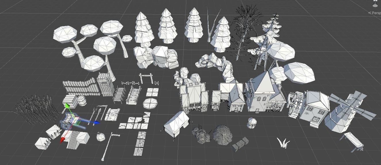 LowPoly Village wagon in grassy field Low-poly 3D model_22