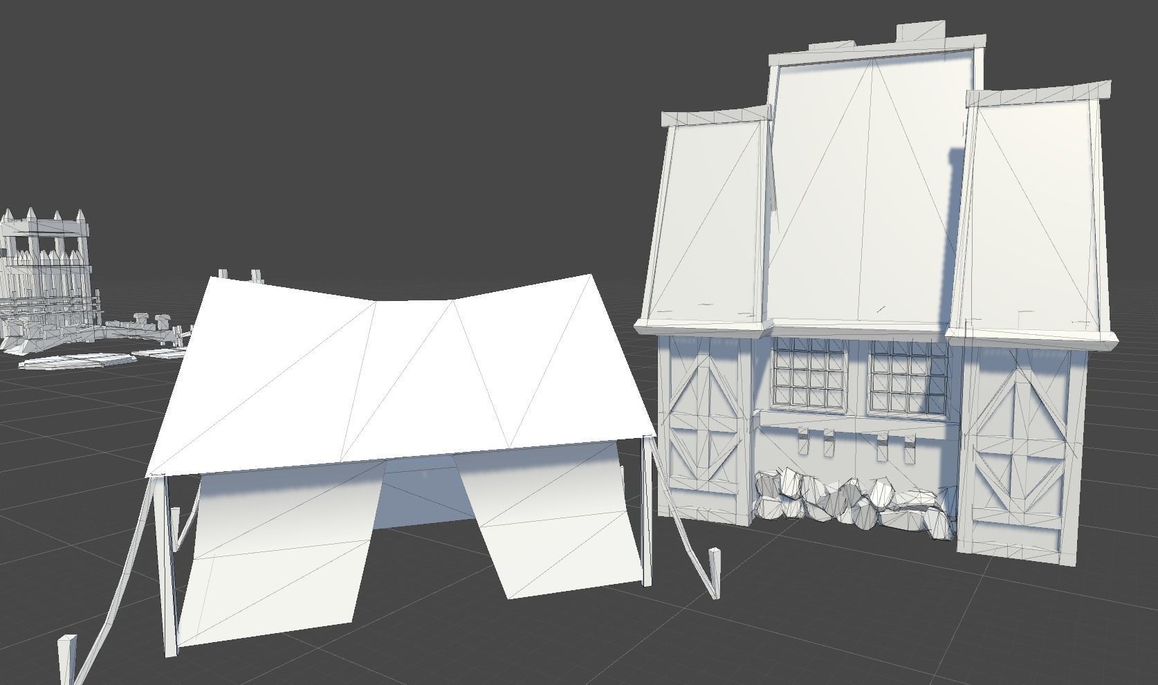 LowPoly Village wagon in grassy field Low-poly 3D model_3