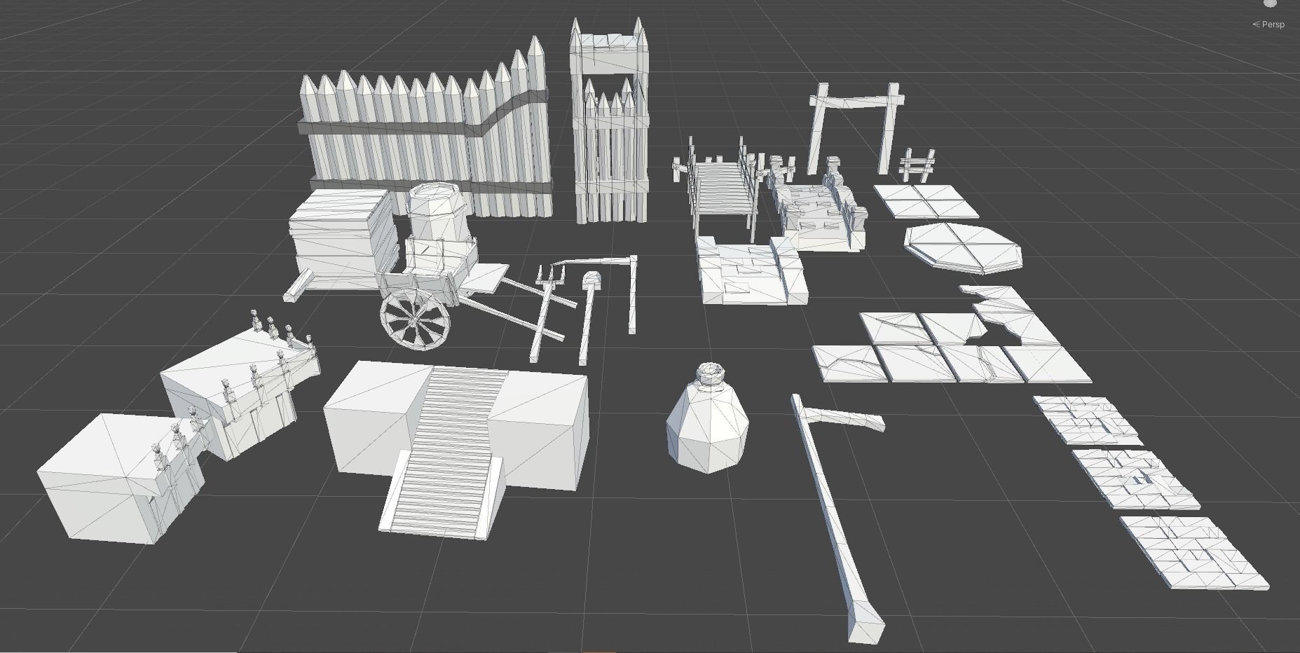 LowPoly Village wagon in grassy field Low-poly 3D model_18