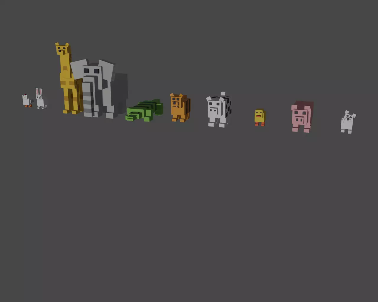 Animals group of minecraft Free low-poly 3D model