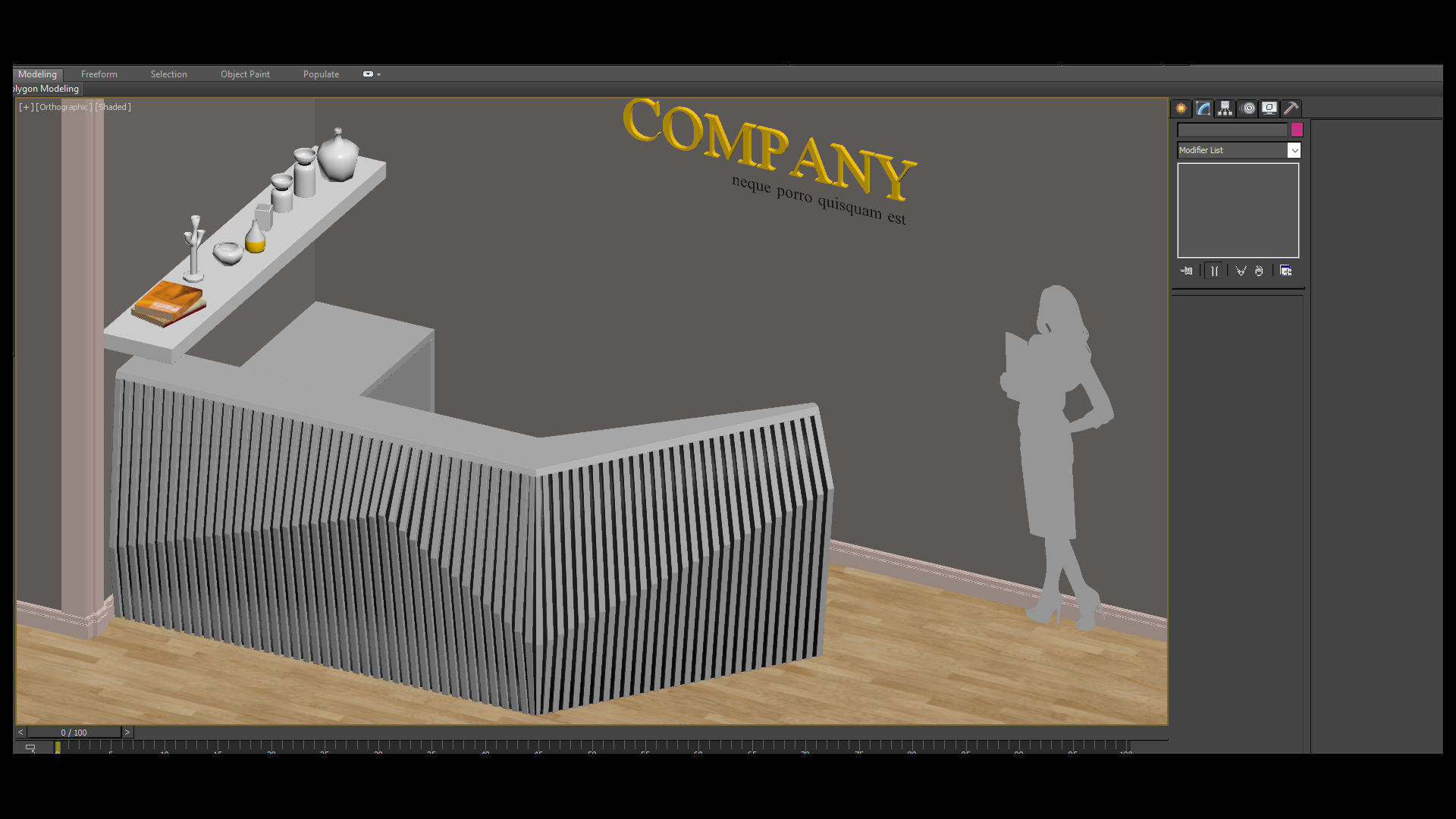 Parametric reception wooden desk 3D model_7