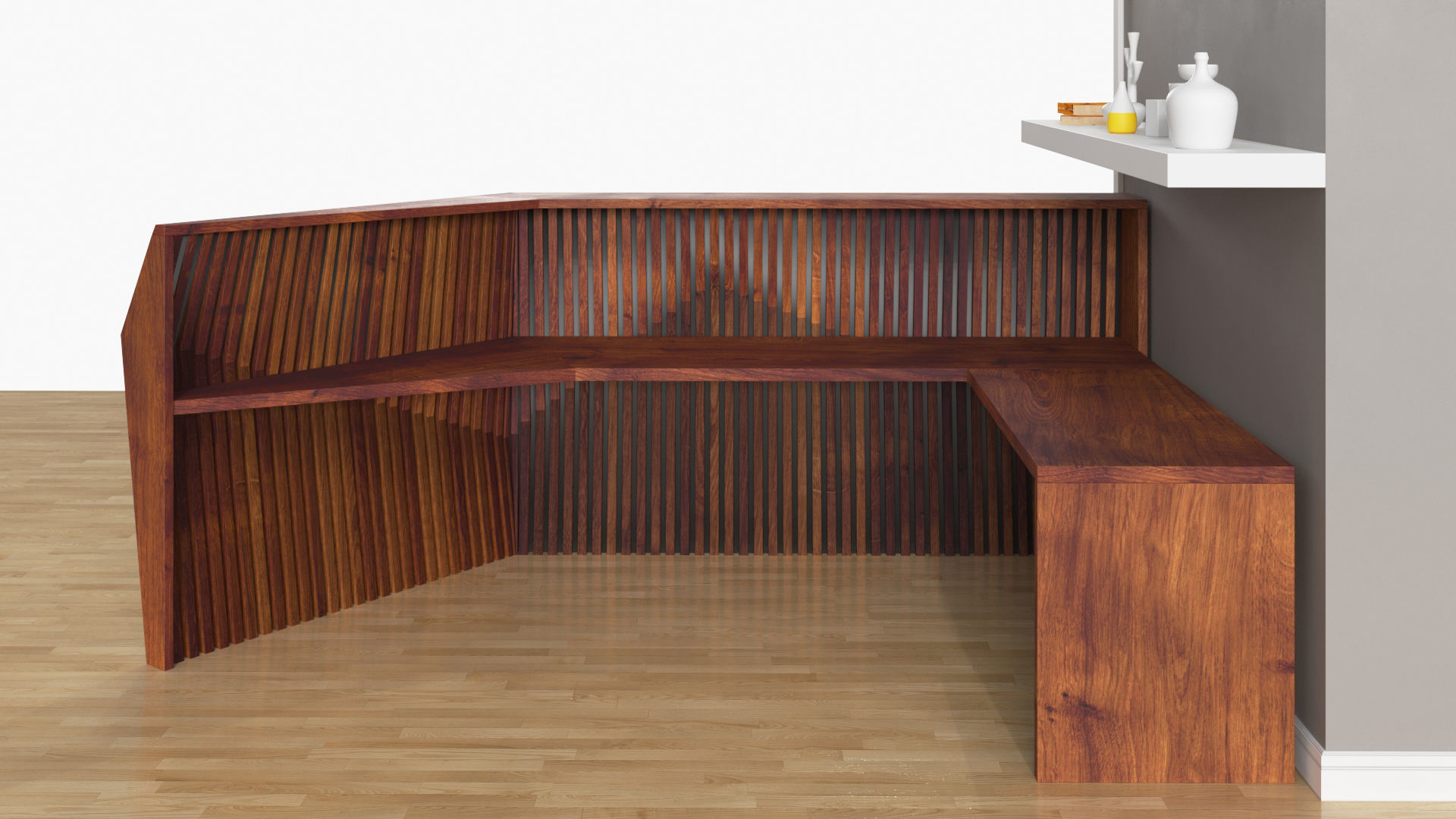 Parametric reception wooden desk 3D model_3
