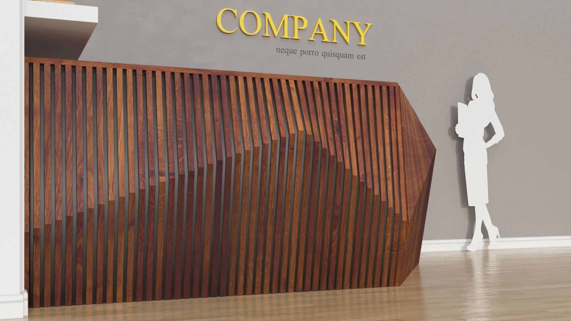 Parametric reception wooden desk 3D model_5