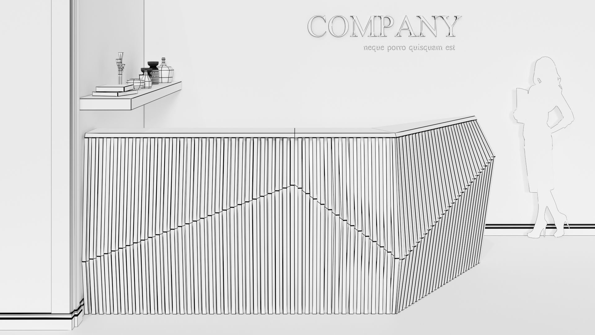 Parametric reception wooden desk 3D model_6