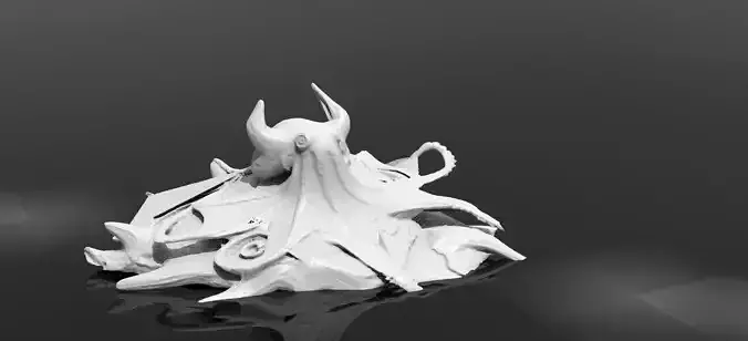 Squid on stones 3D 3D model