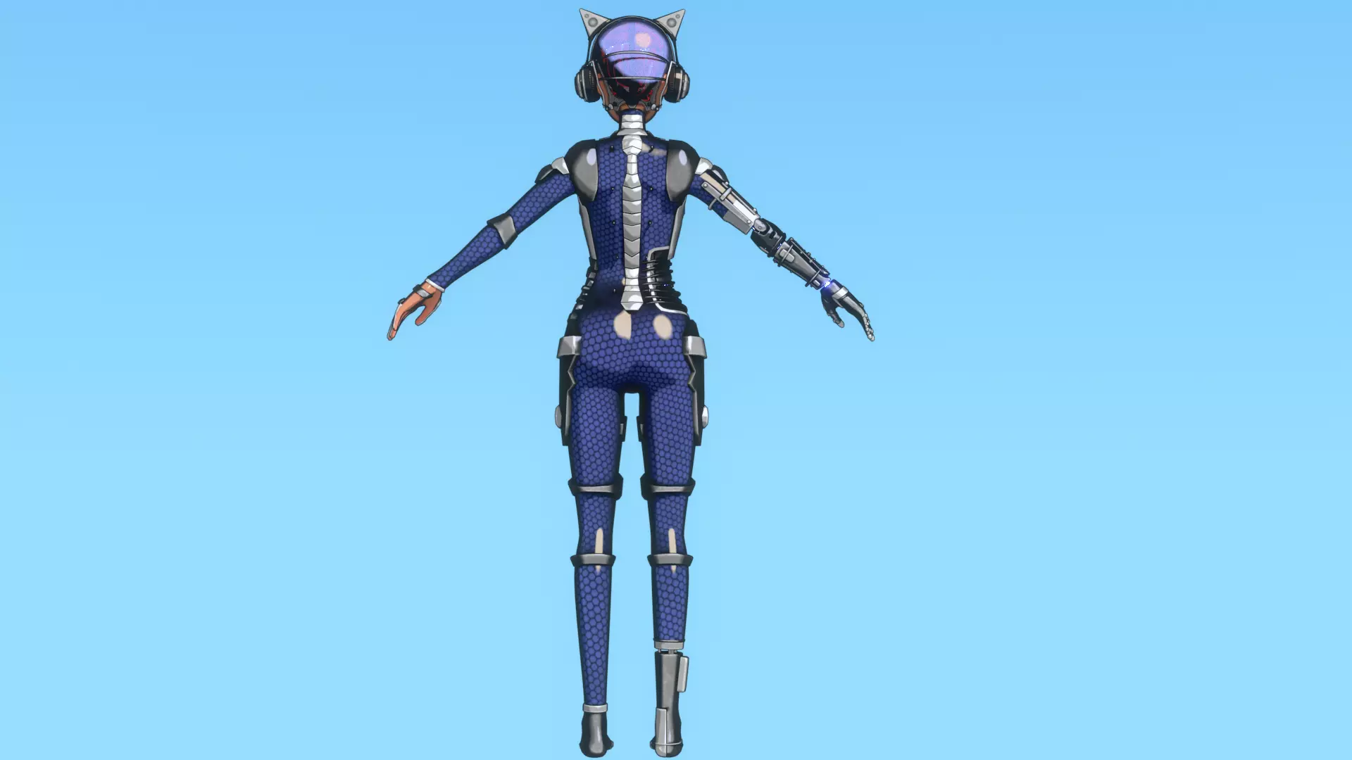 Cyberpunk Cat-Ear Robotic Girl Low-poly 3D model_19