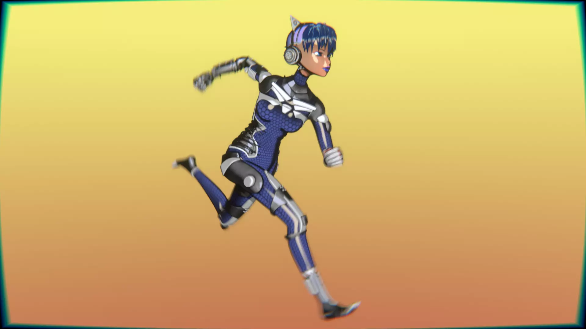 Cyberpunk Cat-Ear Robotic Girl Low-poly 3D model_38