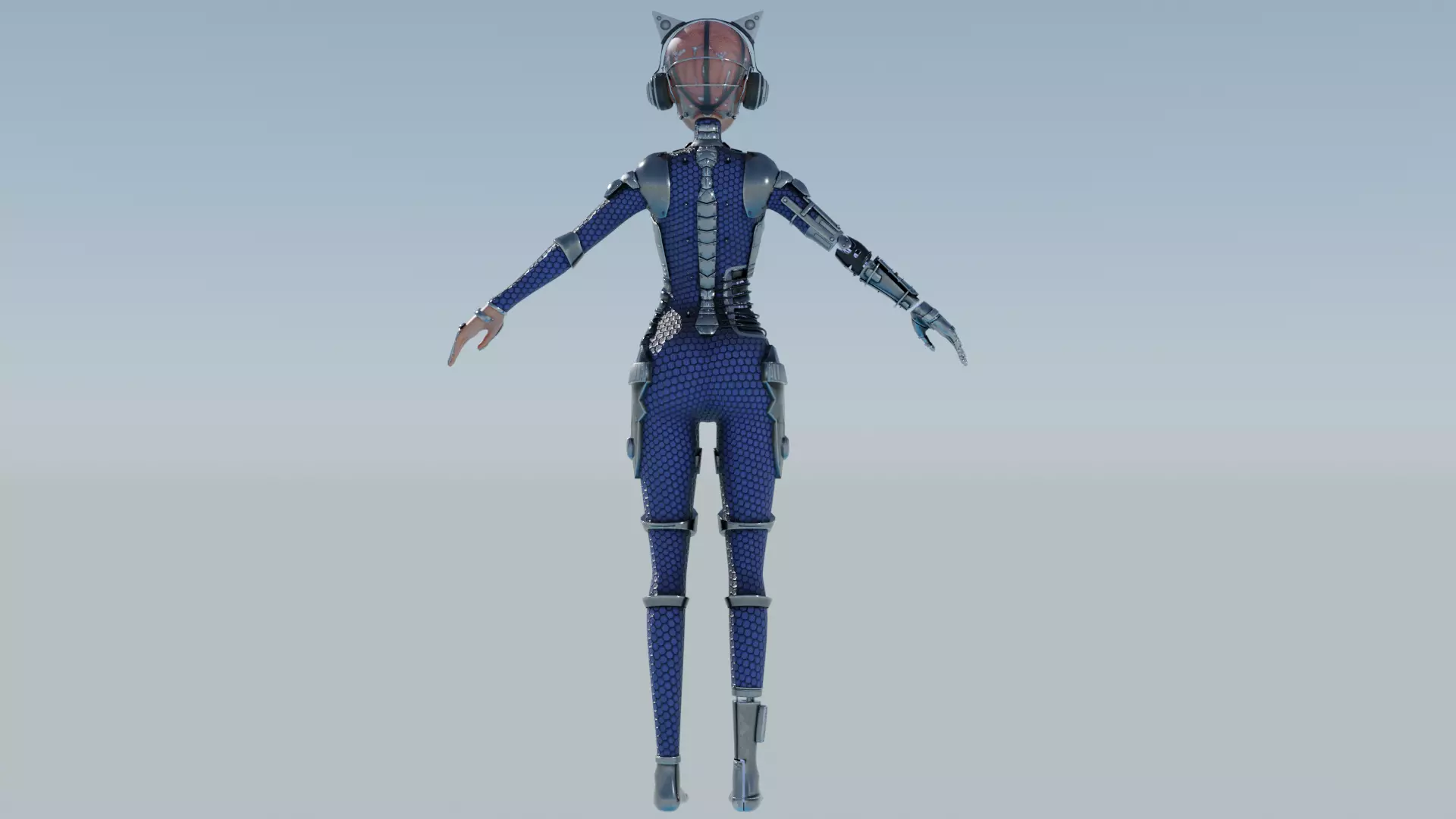 Cyberpunk Cat-Ear Robotic Girl Low-poly 3D model_31