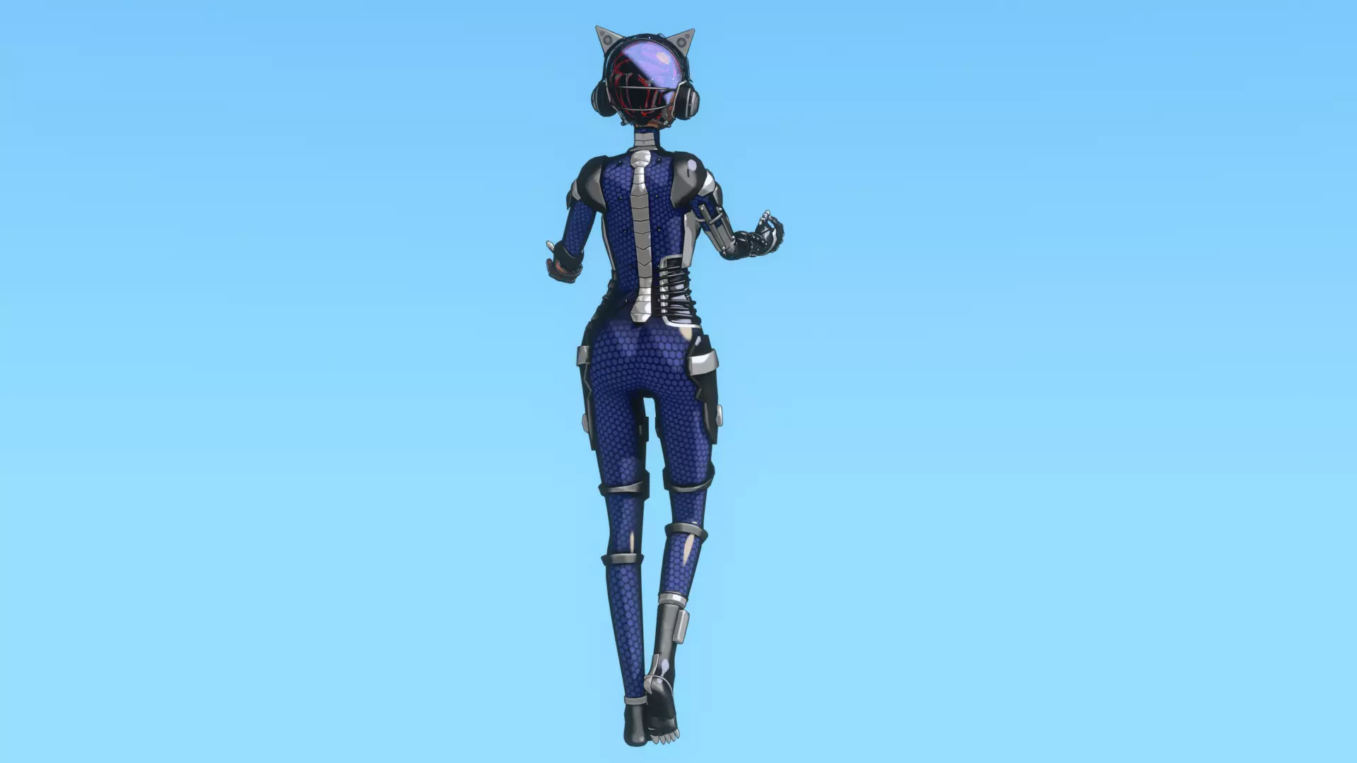 Cyberpunk Cat-Ear Robotic Girl Low-poly 3D model_14