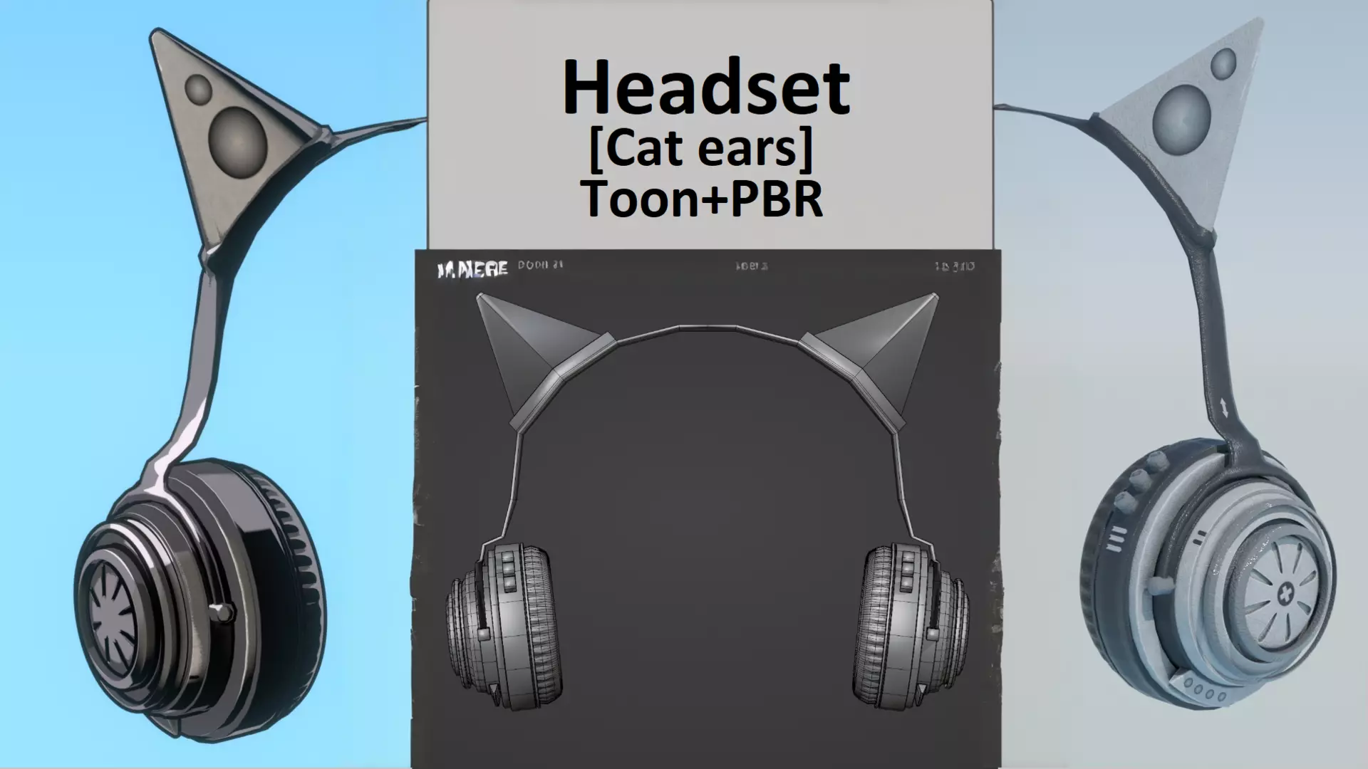 Cyberpunk Cat-Ear Robotic Girl Low-poly 3D model_1