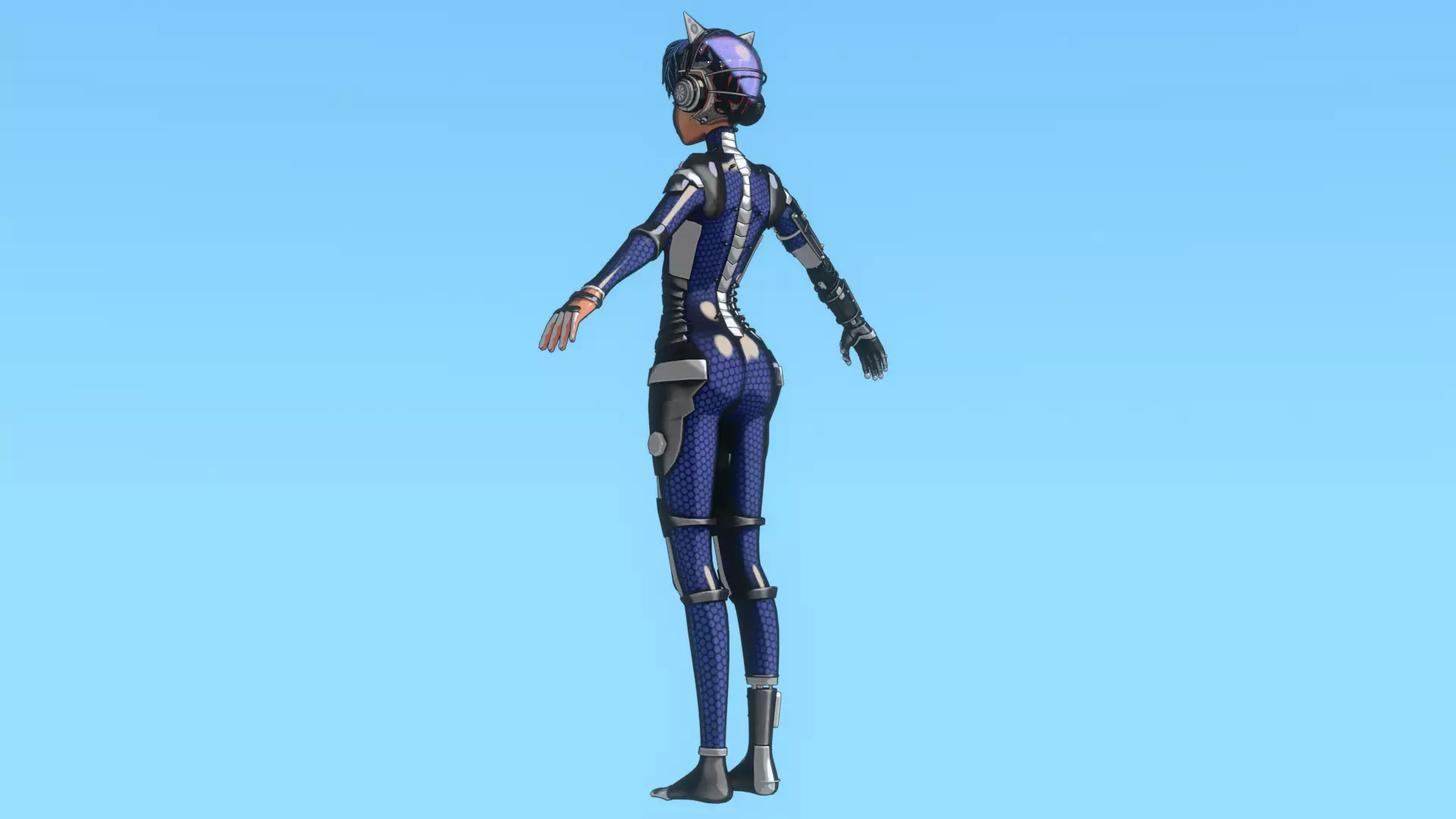 Cyberpunk Cat-Ear Robotic Girl Low-poly 3D model_18