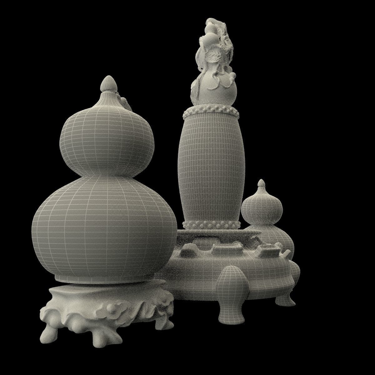 Chinese gourd with drum 3D model_5