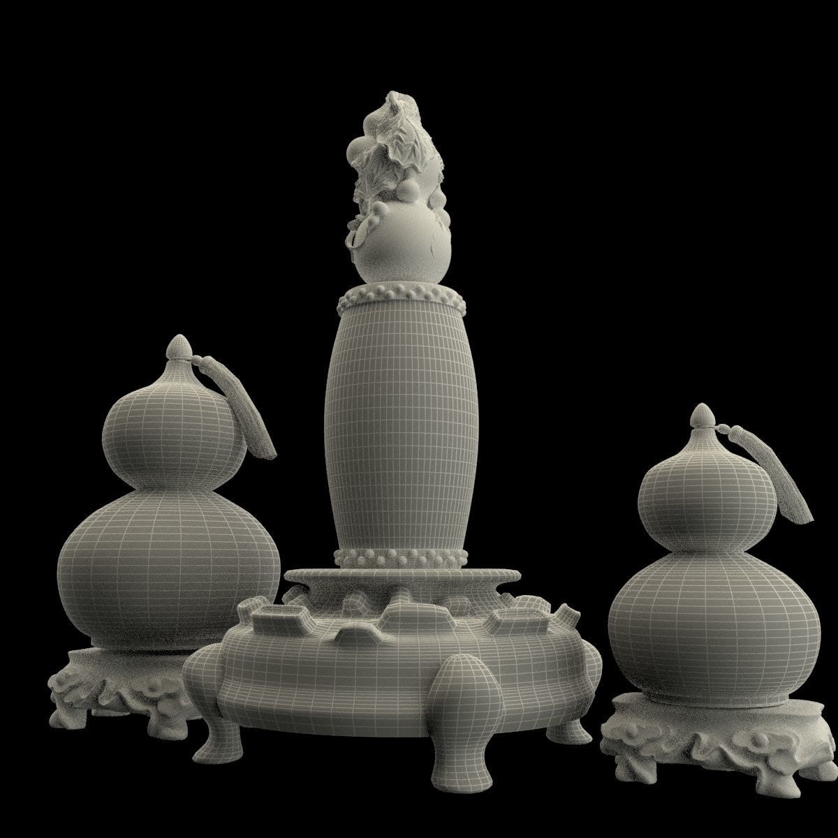 Chinese gourd with drum 3D model_6