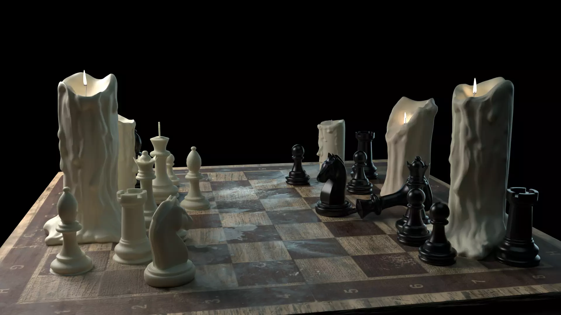 Old chess table Free low-poly 3D model