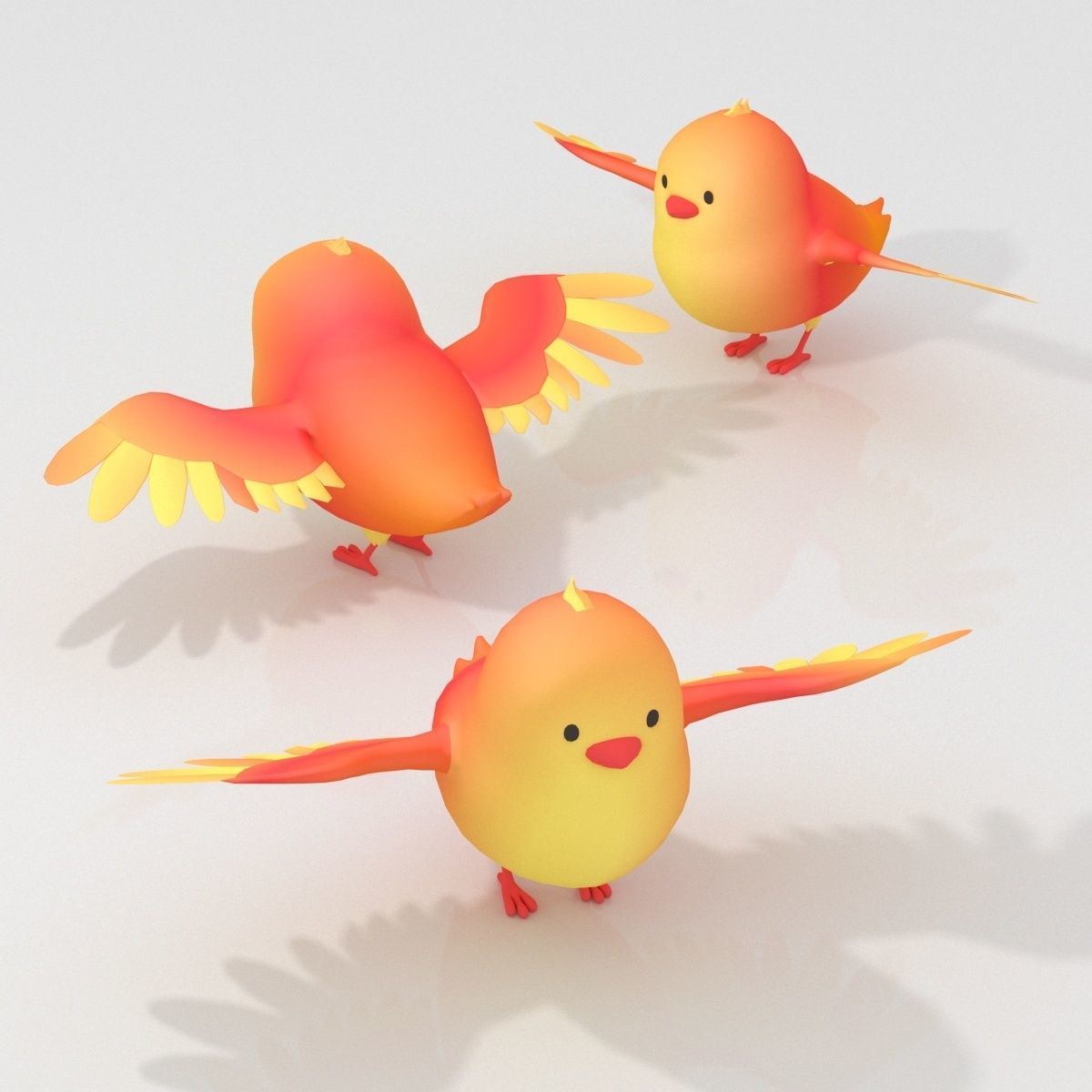 Cartoon Small Bird chick 3D model_1