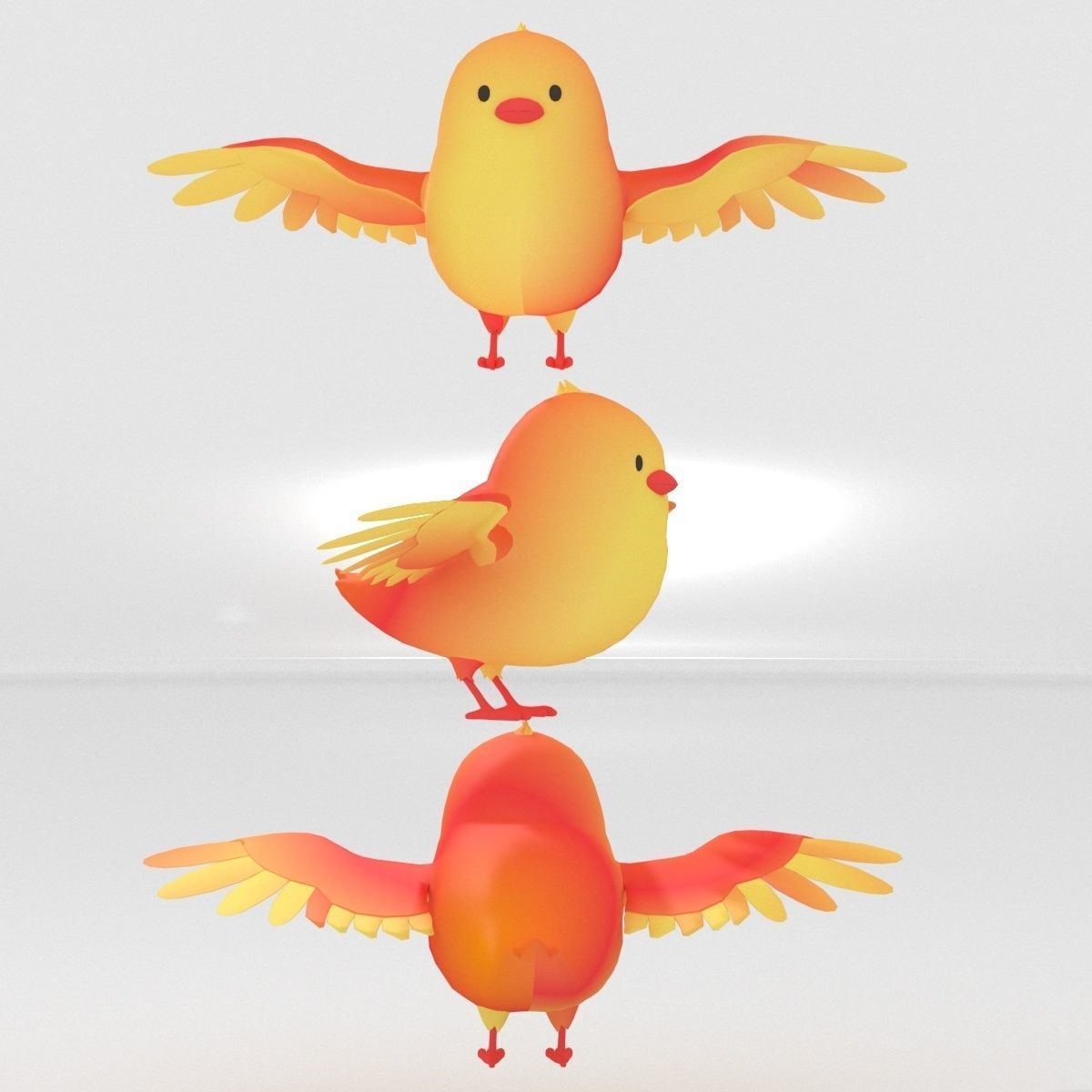 Cartoon Small Bird chick 3D model_2