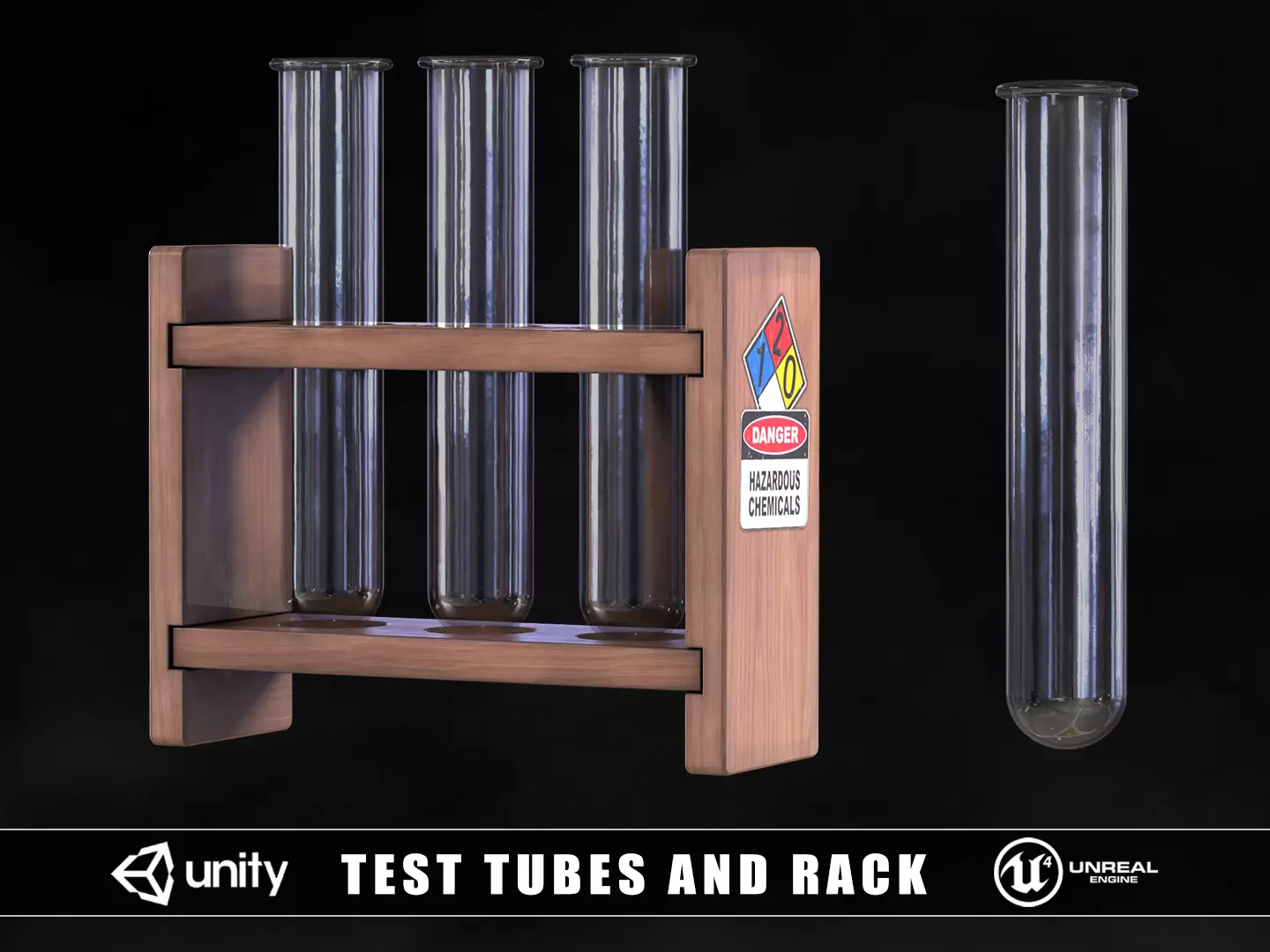 Test Tubes and Rack Low-poly 3D model