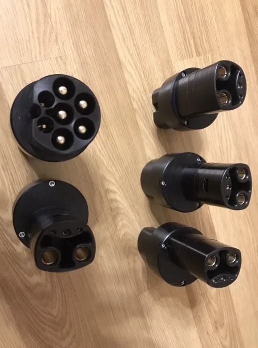Tesla US to EU supercharger adapter rev2 Type2 Mennekes CHAdeMO 3D print model_3