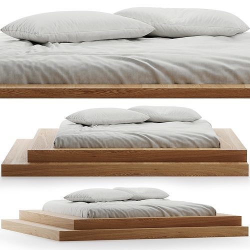 Bed linen with pillows 3D model