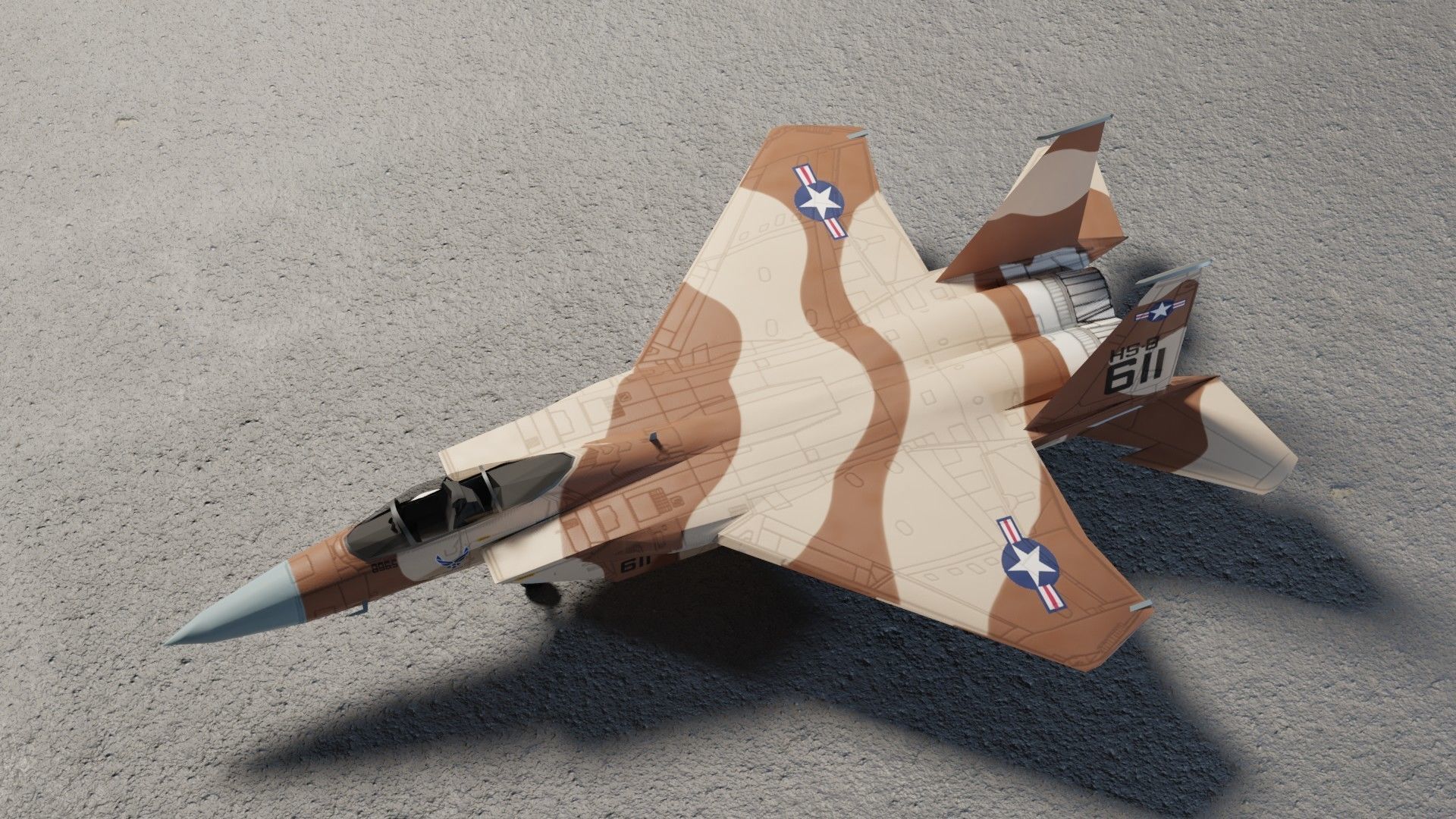 McDonnell Douglas F-15 Eagle jet fighter Low-poly 3D model_7