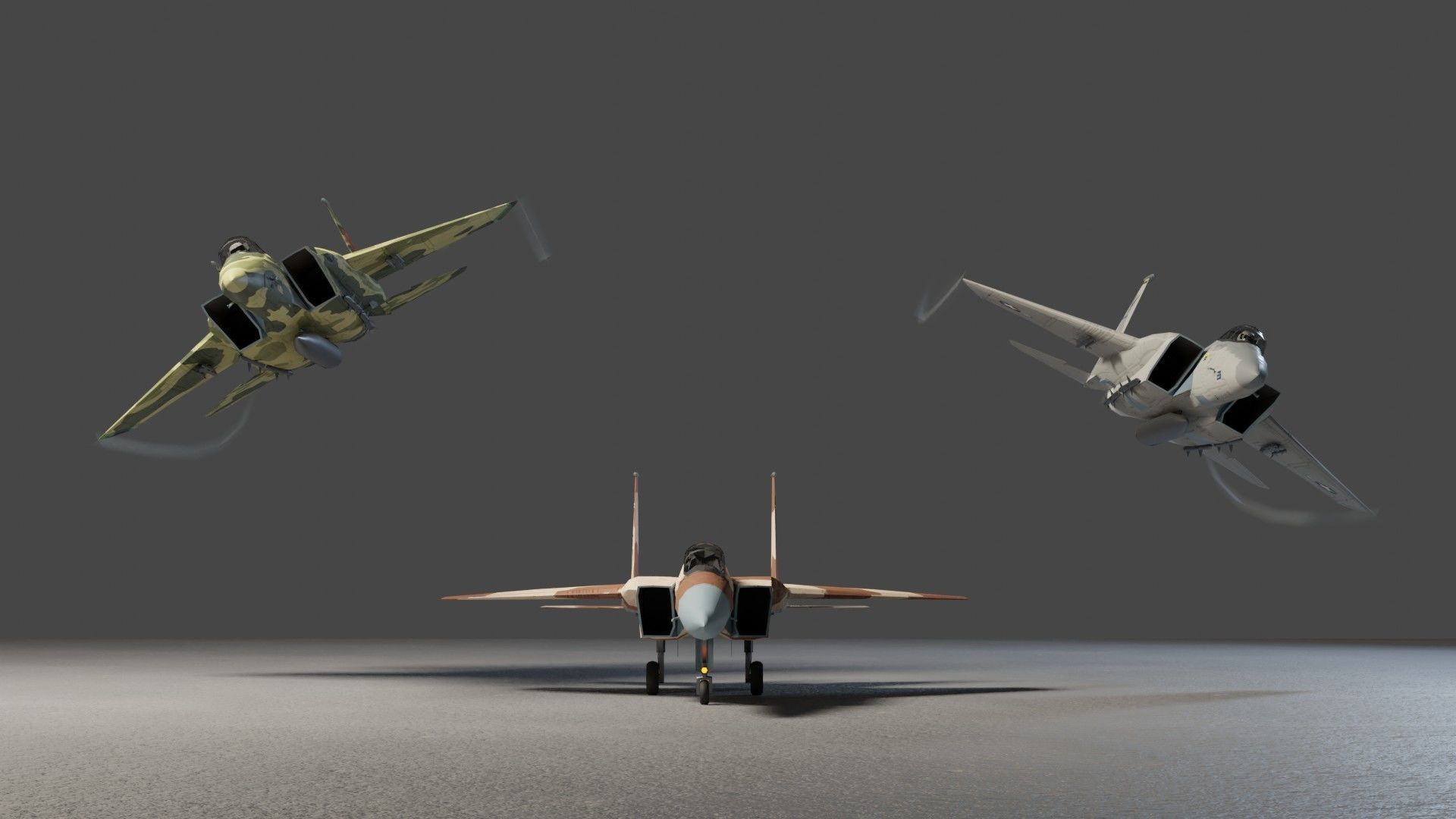 McDonnell Douglas F-15 Eagle jet fighter Low-poly 3D model_5