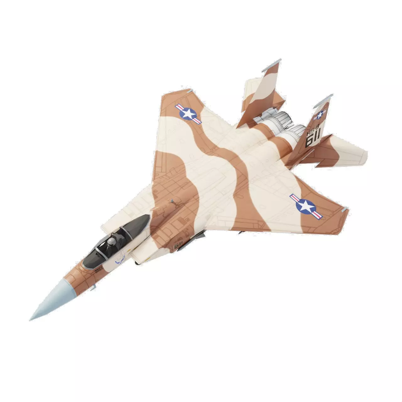 McDonnell Douglas F-15 Eagle jet fighter Low-poly 3D model_0