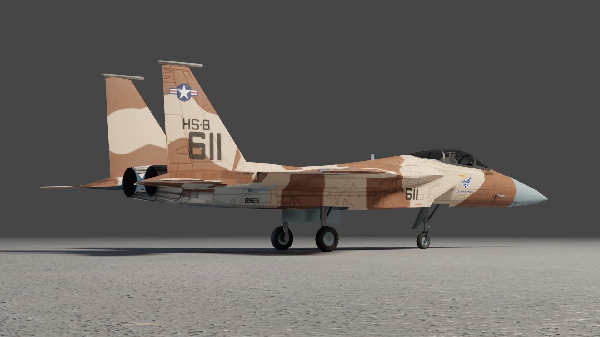 McDonnell Douglas F-15 Eagle jet fighter Low-poly 3D model_9