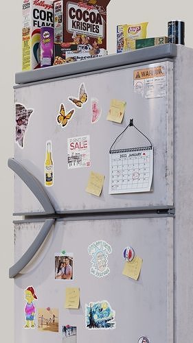 realistic fridge spongebob squarepants sticker 3D model