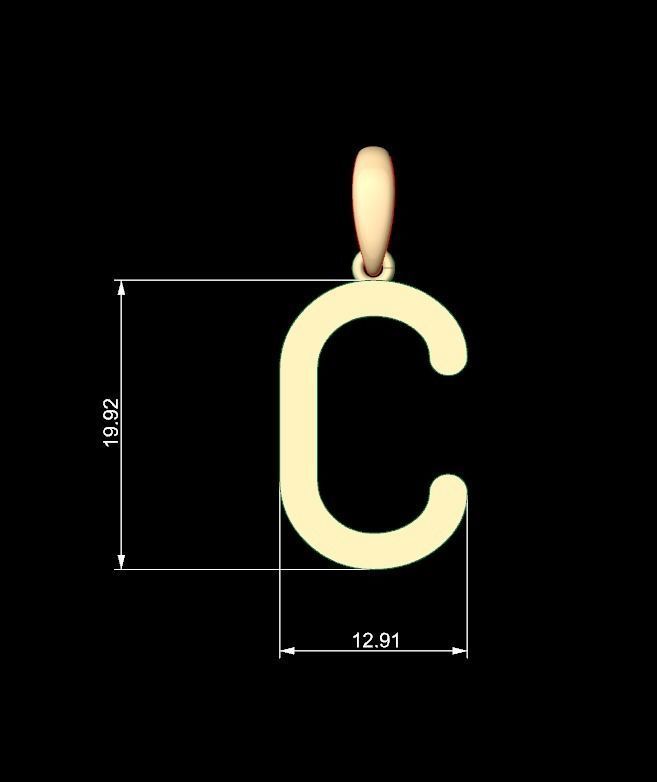 Initial Letters Pendant Likeguard C 3D print model_4