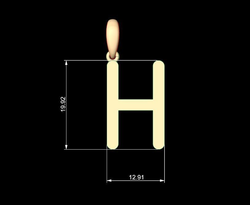 Initial Letters Pendant Likeguard H 3D print model_4