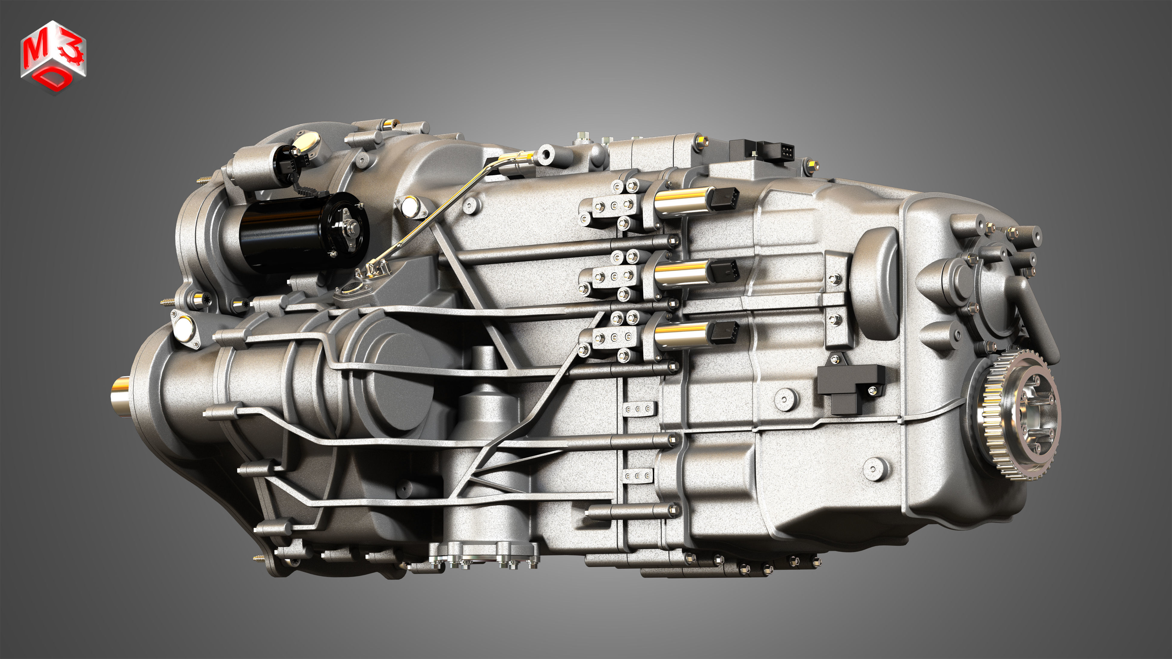 Veyron W16 Turbocharger Engine - Transmission   2 in 1 3D Model Collection_17