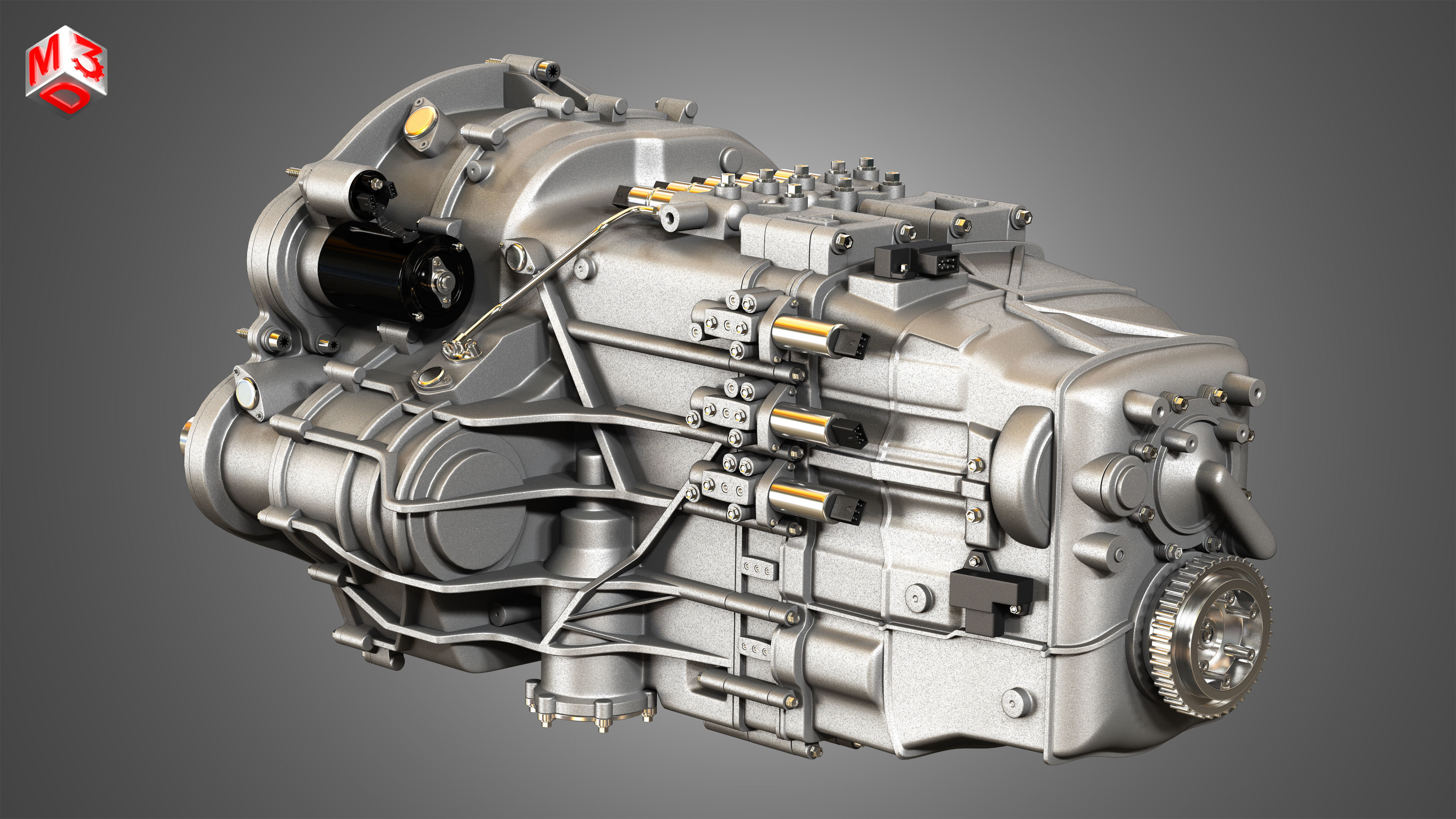 Veyron W16 Turbocharger Engine - Transmission   2 in 1 3D Model Collection_14