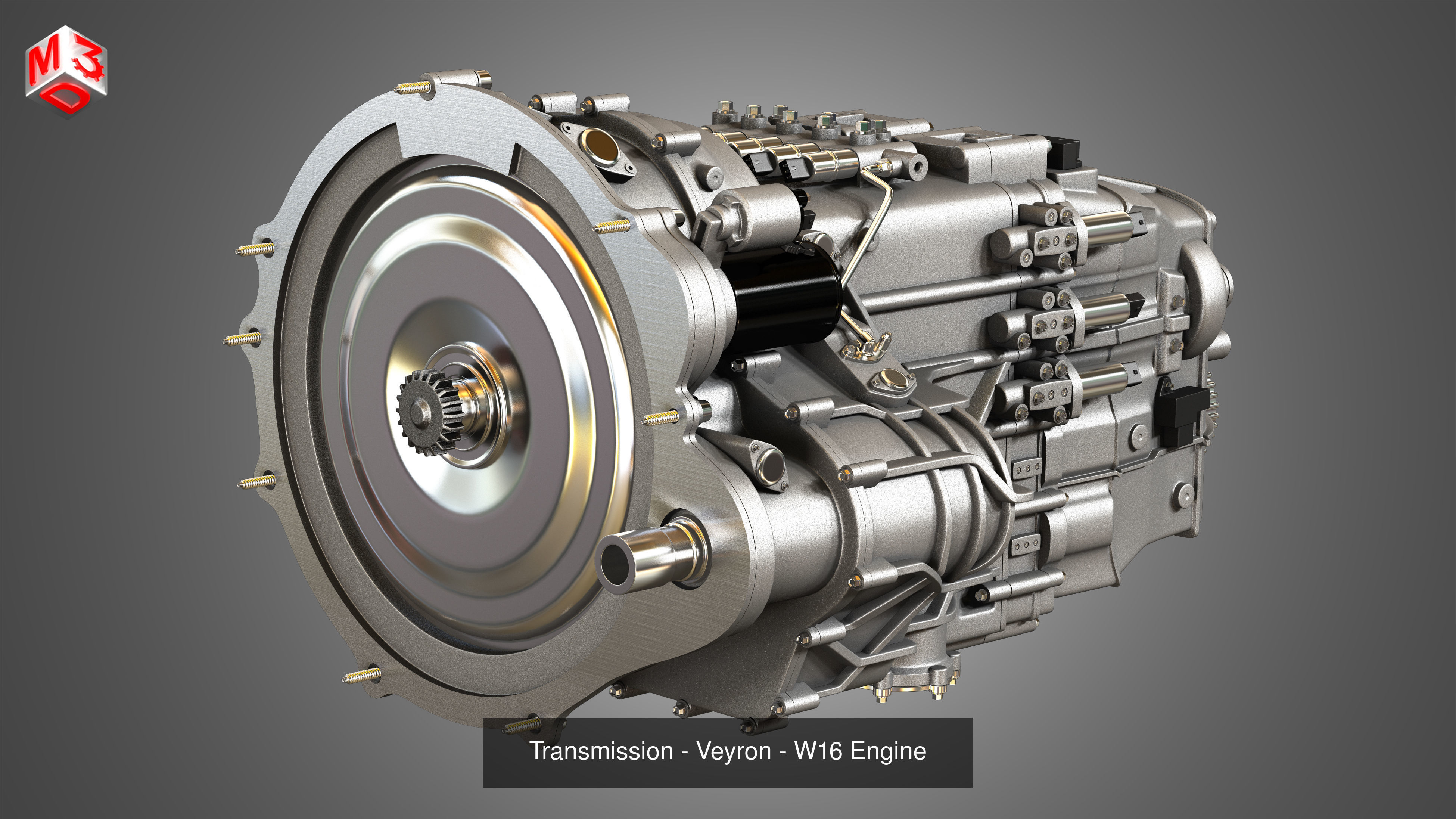 Veyron W16 Turbocharger Engine - Transmission   2 in 1 3D Model Collection_11