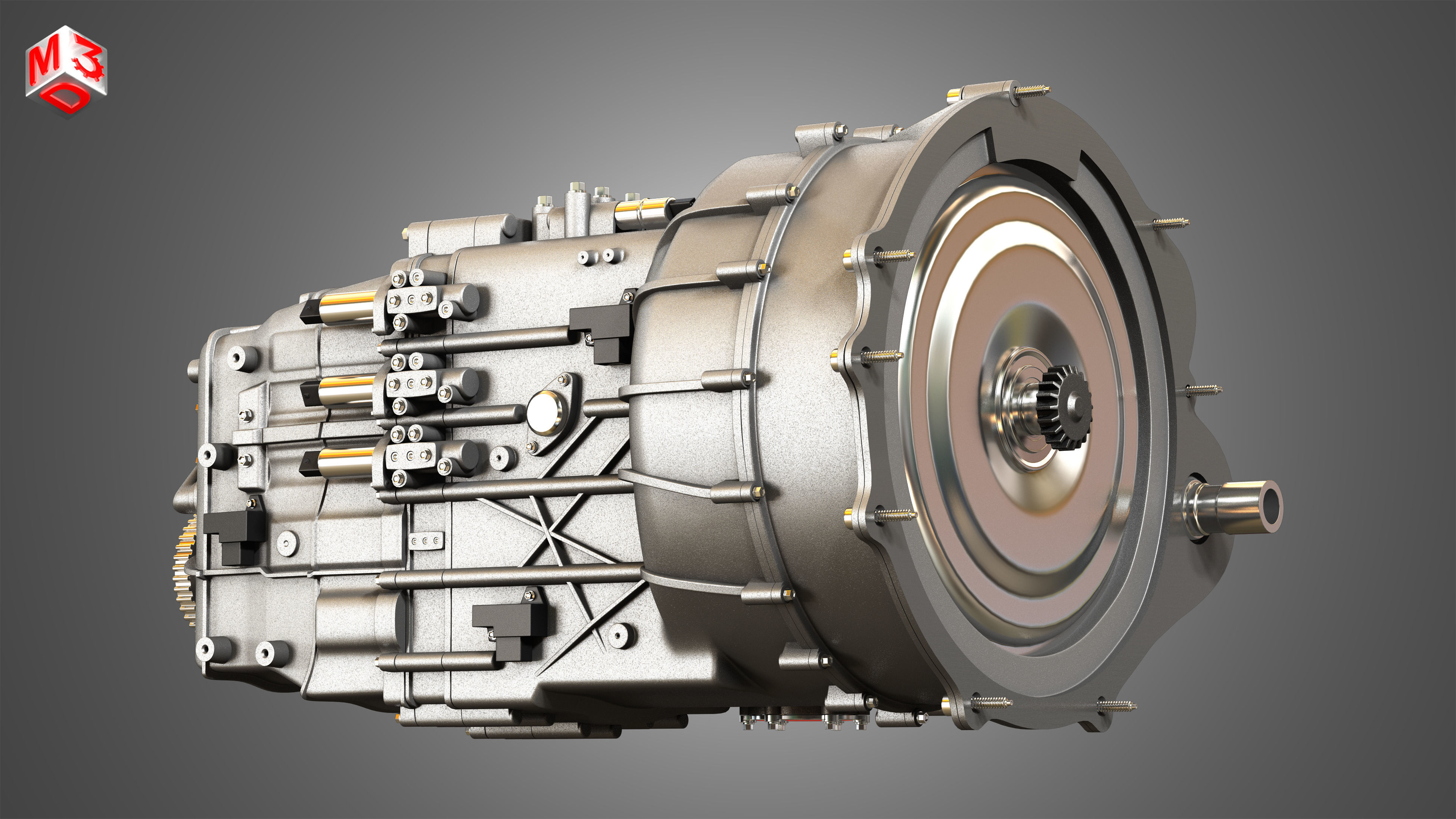 Veyron W16 Turbocharger Engine - Transmission   2 in 1 3D Model Collection_18